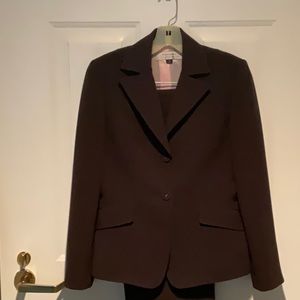 Tahari chocolate brown blazer and matching dress pants.